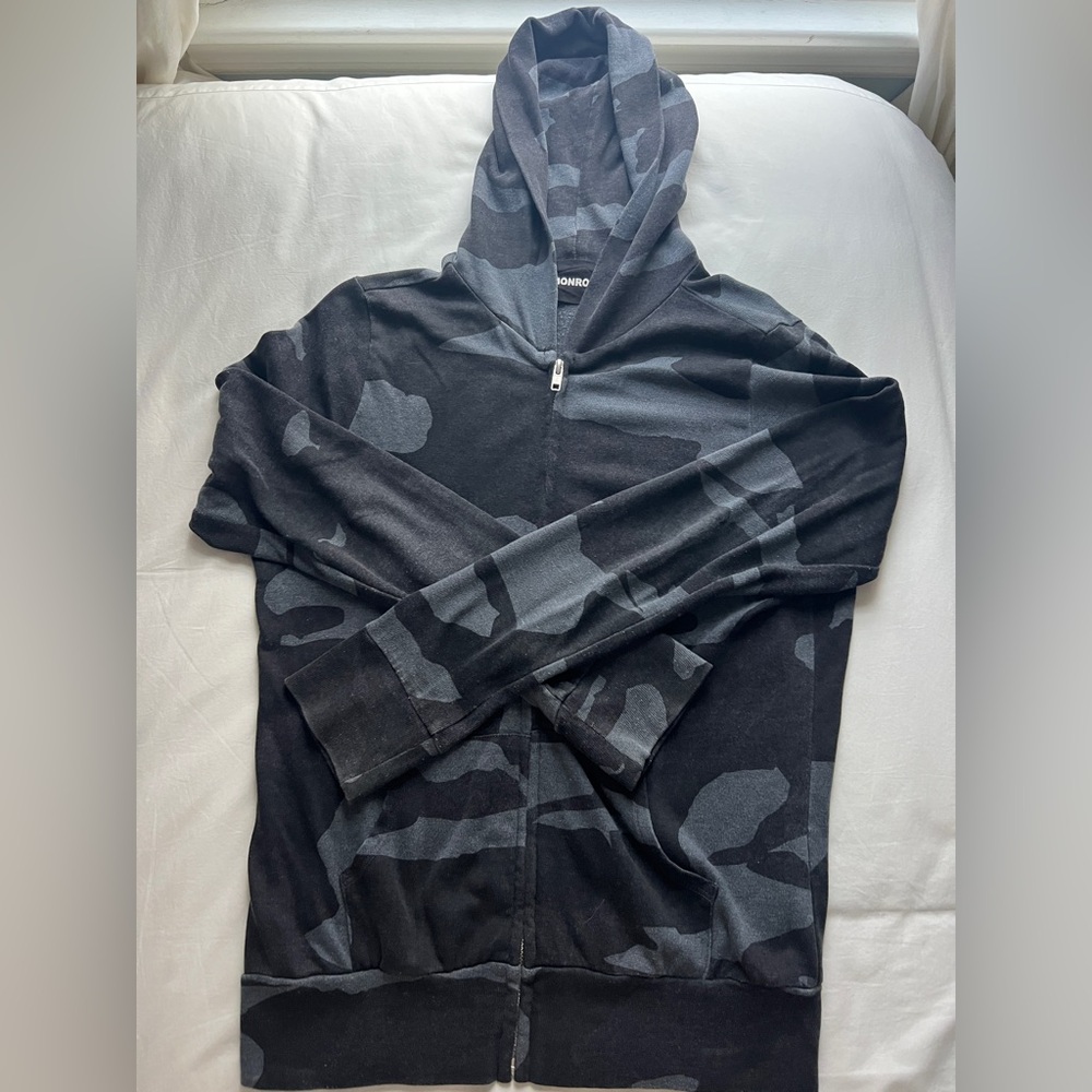Monrow Black and Gray Camouflage Hoodie